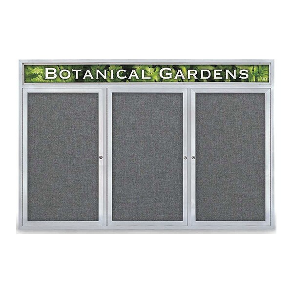 Corkboard, Hdr, Fbrc, 3 Dr, Satin/Gry, 72x48"