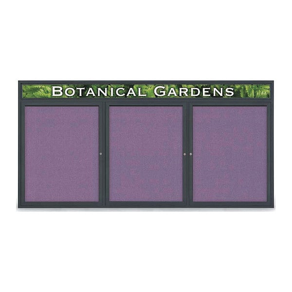 Corkboard, Fabric, 3 Door, 96x48", Blk/Amthy