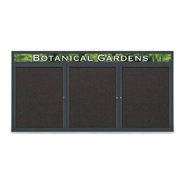 Corkboard, Fabric, Blk, 3 Door, 96 x 48"