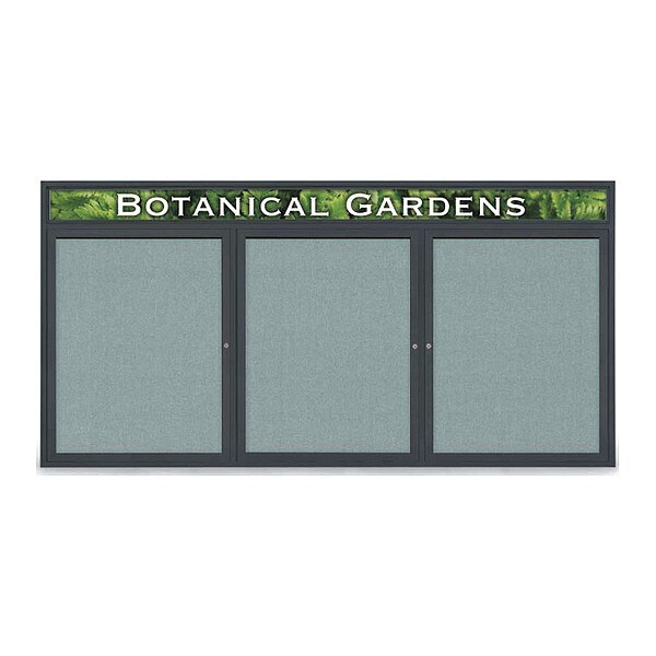 Corkboard, Fabric, Blk/Cld, 3 Door, 96 x 48"