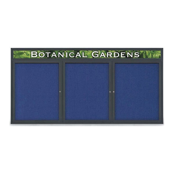 Corkboard, Fabric, Blk/Cobac, 3 Door, 96x48"