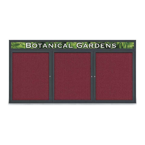 Corkboard, Fabric, Blk/Burg, 3 Door, 96x48"