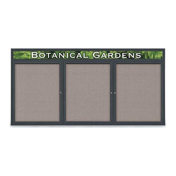 Corkboard, Fabric, Blk/Prl, 3 Door, 96 x 48"