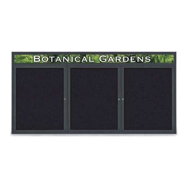 Corkboard, Header, Blk, Rubber, 3 Dr, 96x48"