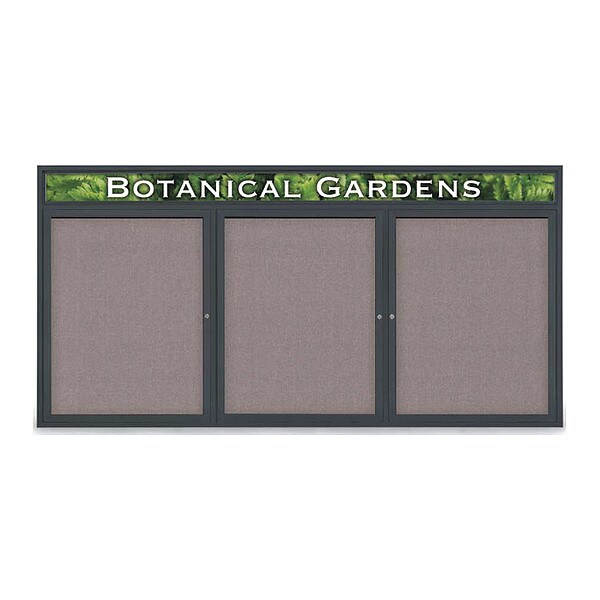 Corkboard, Fabric, Blk/Surf, 3 Door, 96x48"