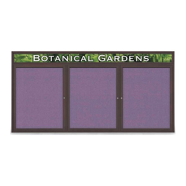 Corkboard, Fabric, Brnz/Amth, 3 Door, 96x48"