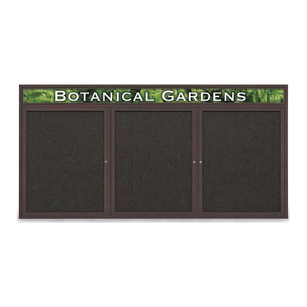 Corkboard, Fabric, Brnz/Blk, 3 Door, 96x48"