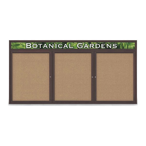 Corkboard, Fabric, Brnz/Buff, 3 Door, 96x48"
