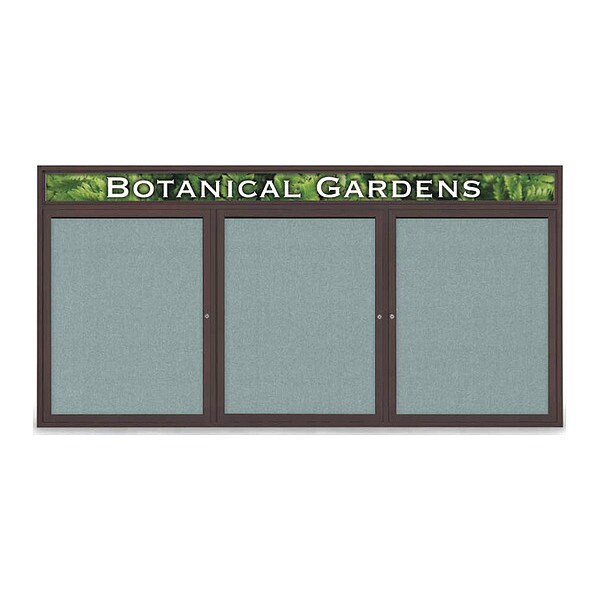Corkboard, Fabric, Brnz/Cld, 3 Door, 96x48"