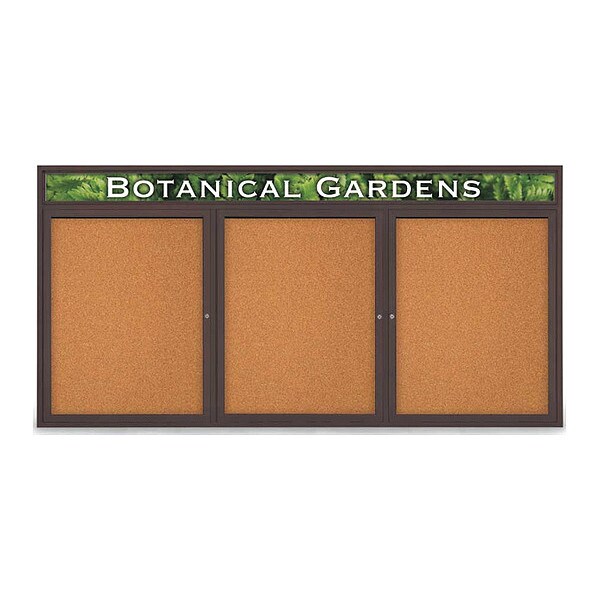 Corkboard, Header, Brnz, Cork, 3 Door, 96x48"