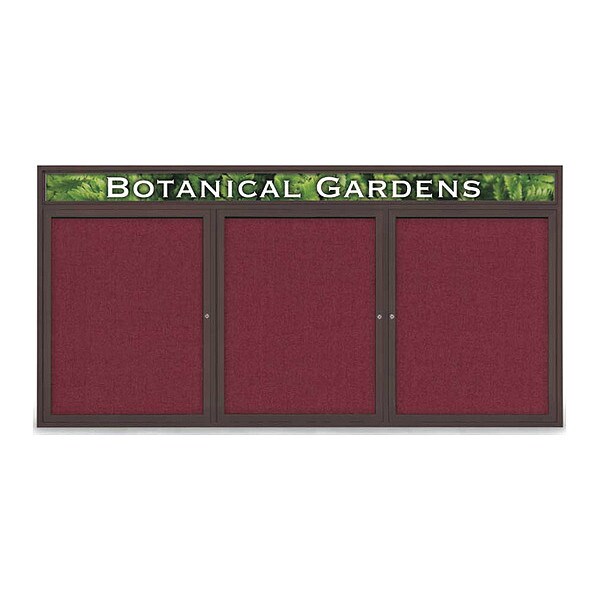 Corkboard, Fabric, Brnz/Burg, 3 Door, 96x48"