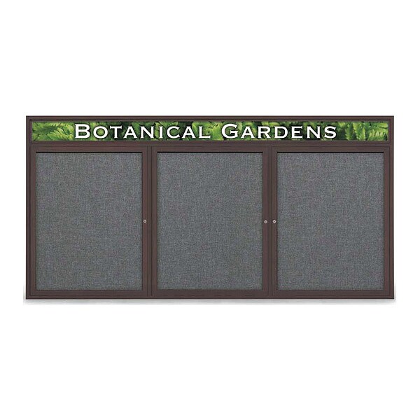 Corkboard, Fabric, Brnz/Gry, 3 Door, 96x48"