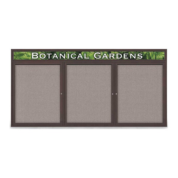 Corkboard, Fabric, Brnz/Prl, 3 Door, 96x48"