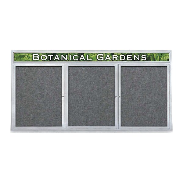 Corkboard, Fabric, 3 Door, Satin/Gry, 96x48"