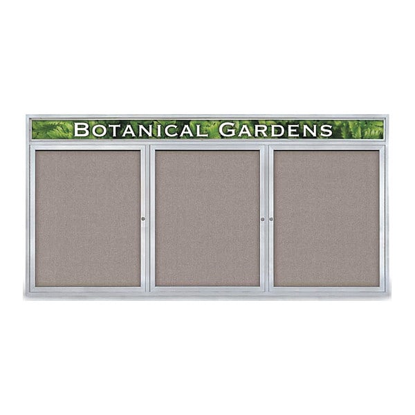 Corkboard, Fabric, 3 Door, Satin/Prl, 96x48"