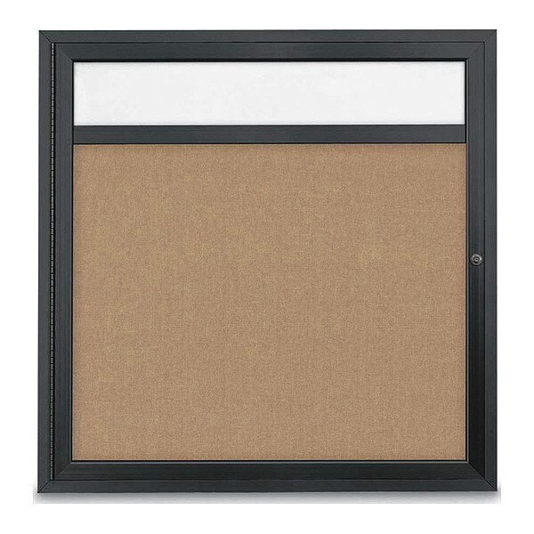Corkboard, Hdr, Fbrc, Blk/Buff, 1 Dr, 36x36"