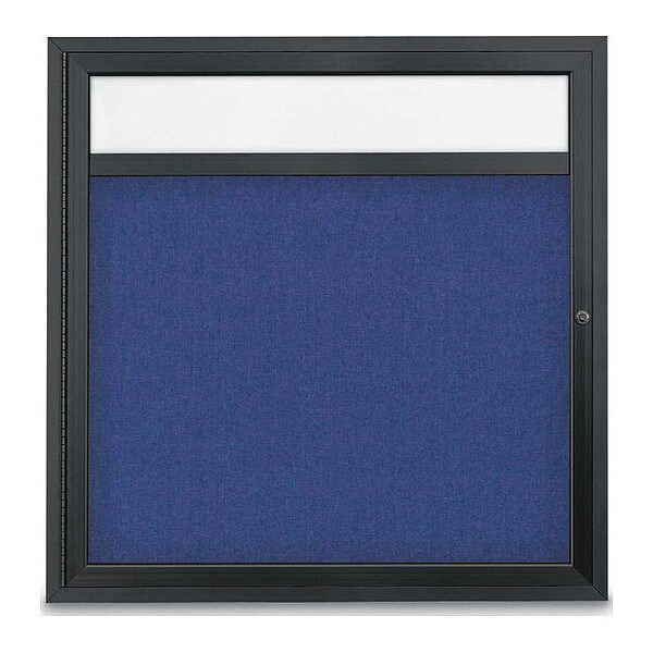 Corkboard, Hdr, Fbrc, Blk/Cobac, 1 Dr, 36x36"
