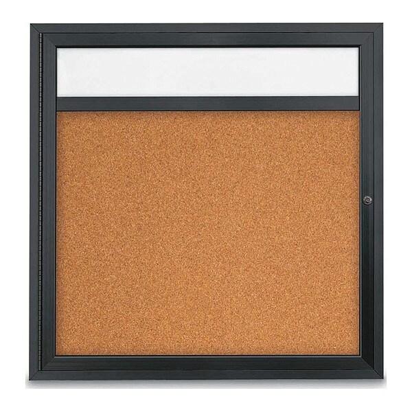 Corkboard, Header, Blk, Cork, 1 Door, 36x36"