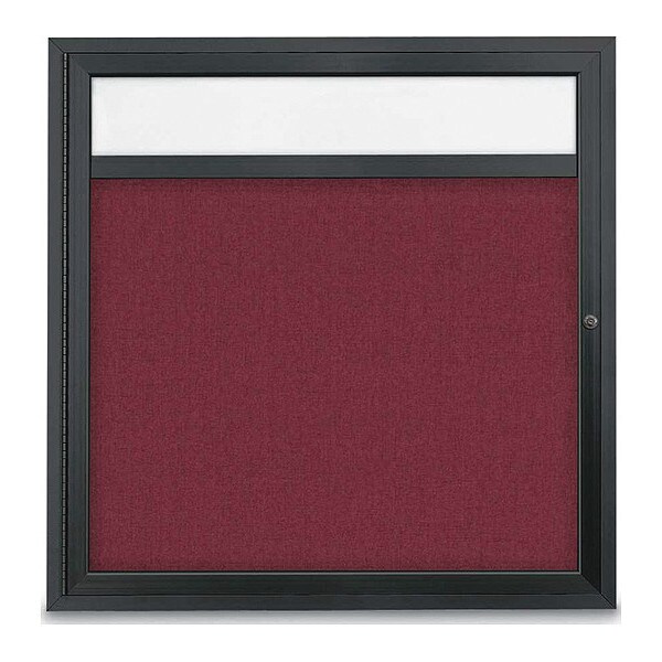 Corkboard, Hdr, Fbrc, Blk/Burg, 1 Dr, 36x36"