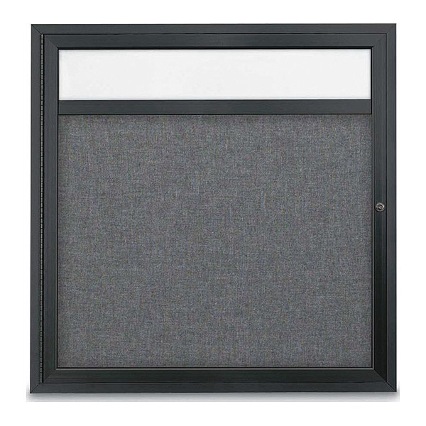 Corkboard, Headr, Fbrc, Blk/Gry, 1 Dr, 36x36"