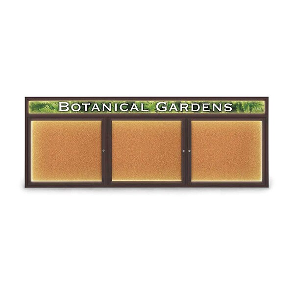Corkboard, Lght, Hdr, Brnz, Cork, 3 Dr, 96x36"