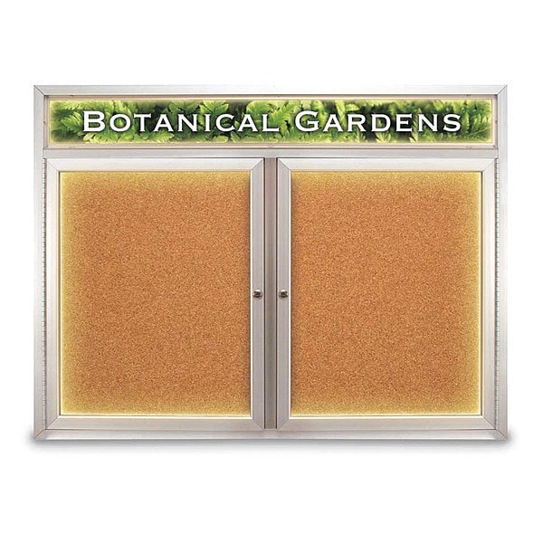 Corkboard, Lightd, Header, Cork, 2 Dr, 48x36"