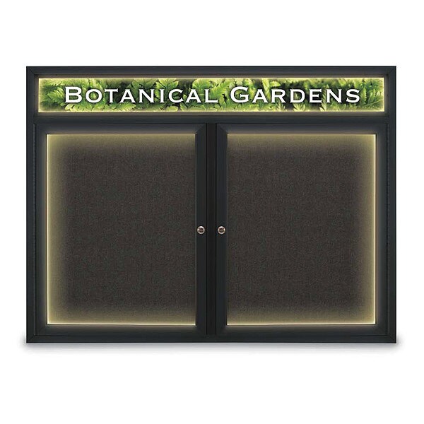 Corkboard, Lght, Hdr, Fbrc, Blk, 2 Dr, 48x36"
