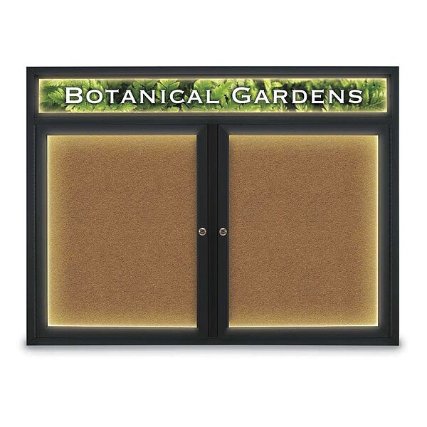 Corkboard, Lght, Hdr, Blk, Forbo, 2 Dr, 48x36"