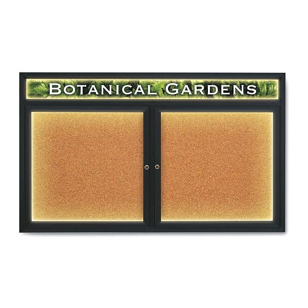 Corkboard, Lght, Hdr, Blk, Cork, 2 Dr, 60x36"