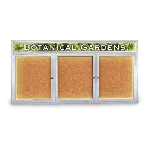 Corkboard, Lightd, Header, Cork, 3 Dr, 72x36"