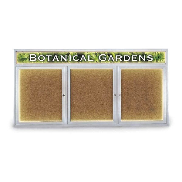 Corkboard, Lghtd, Header, Forbo, 3 Dr, 72x36"