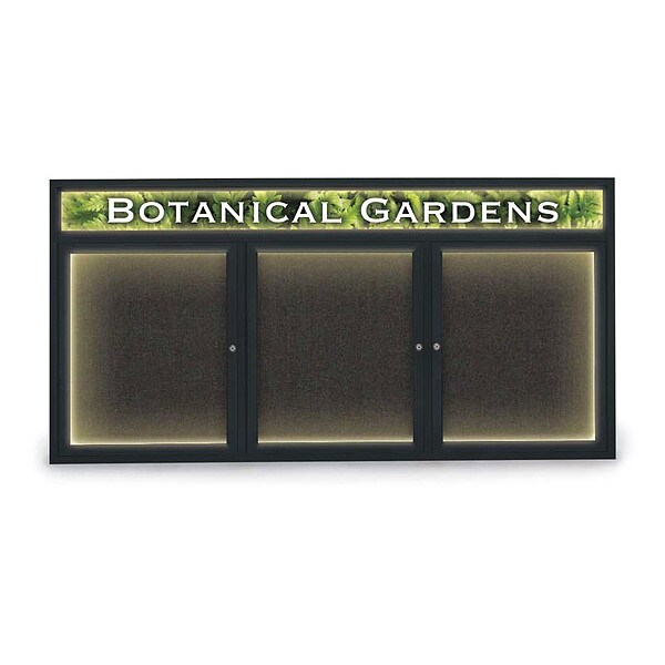 Corkboard, Lght, Hdr, Fbrc, Blk, 3 Dr, 72x36"