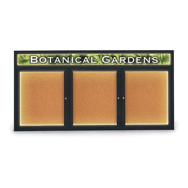 Corkboard, Lght, Hdr, Blk, Cork, 3 Dr, 72x36"
