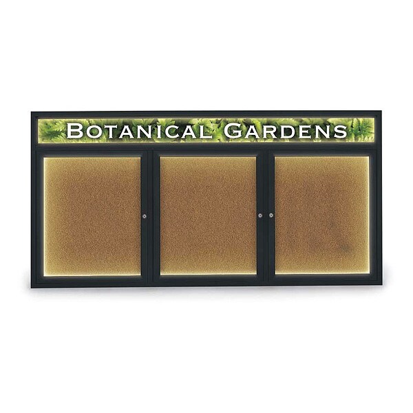 Corkboard, Lght, Hdr, Blk, Forbo, 3 Dr, 72x36"