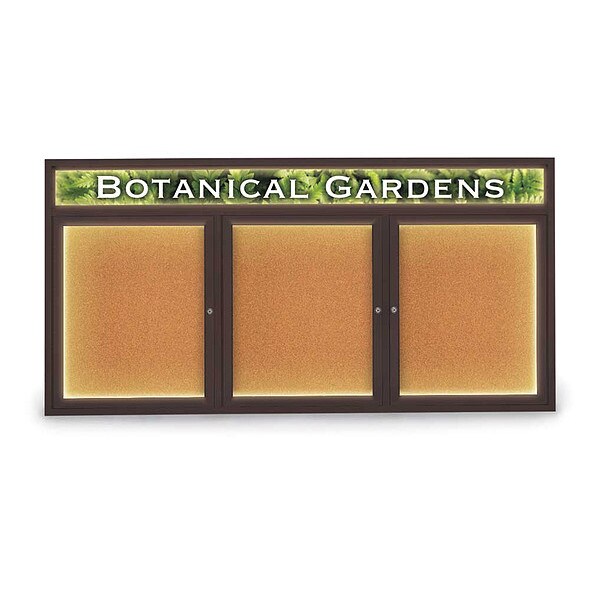 Corkboard, Lght, Hdr, Brnz, Cork, 3 Dr, 72x36"