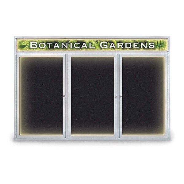 Corkboard, Rubber, Header, 3 Door, 72 x 48"