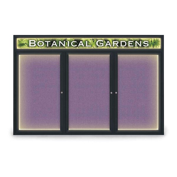 Corkboard, Fbrc, Hdr, 3 Dr, 72x48", Blk/Amthy
