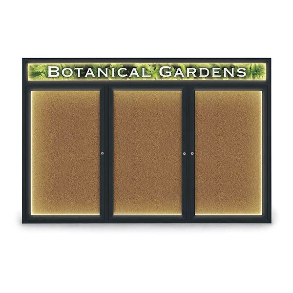 Corkboard, Blk, Header, Forbo, 3 Door, 72x48"