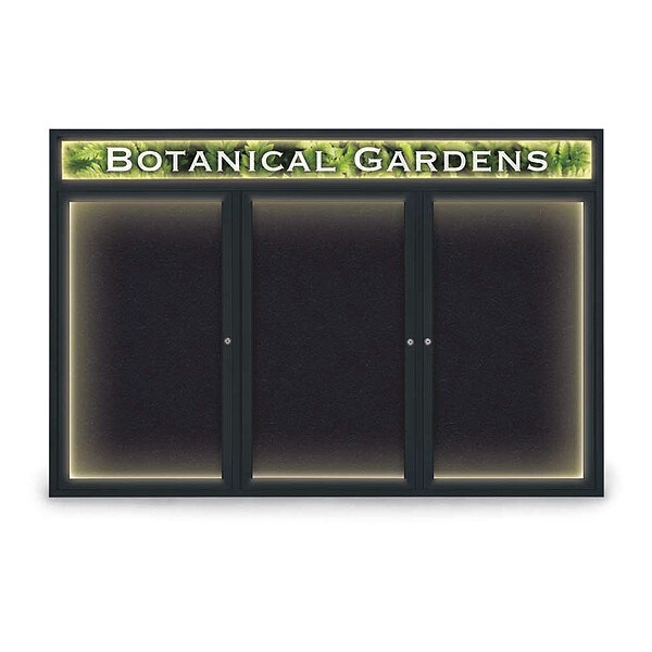 Corkboard, Blk, Rubber, Header, 3 Dr, 72x48"