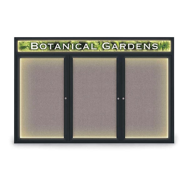 Corkboard, Fbrc, Hdr, Blk/Surf, 3 Dr, 72x48"