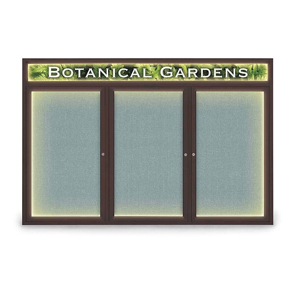 Corkboard, Fbrc, Hdr, Brnz/Cld, 3 Dr, 72x48"