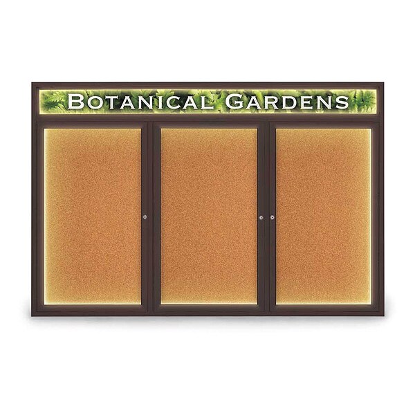 Corkboard, Brnz, Cork, Header, 3 Door, 72x48"