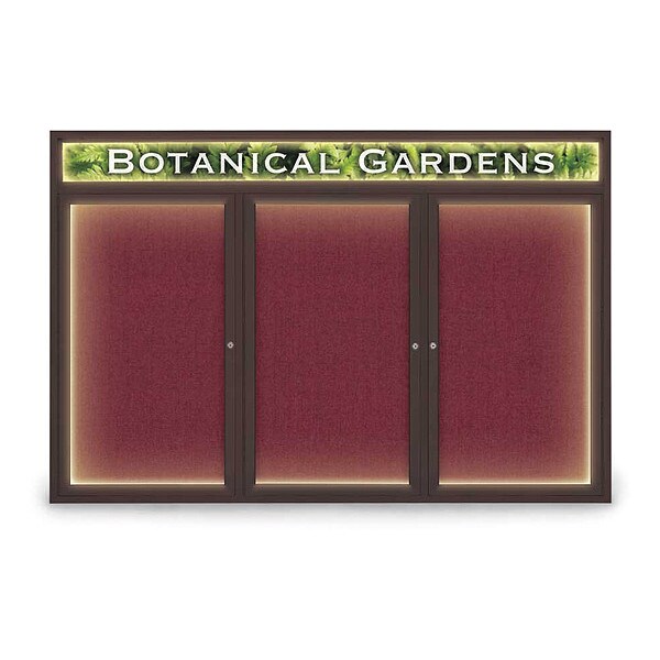 Corkboard, Fbrc, Hdr, Brnz/Burg, 3 Dr, 72x48"