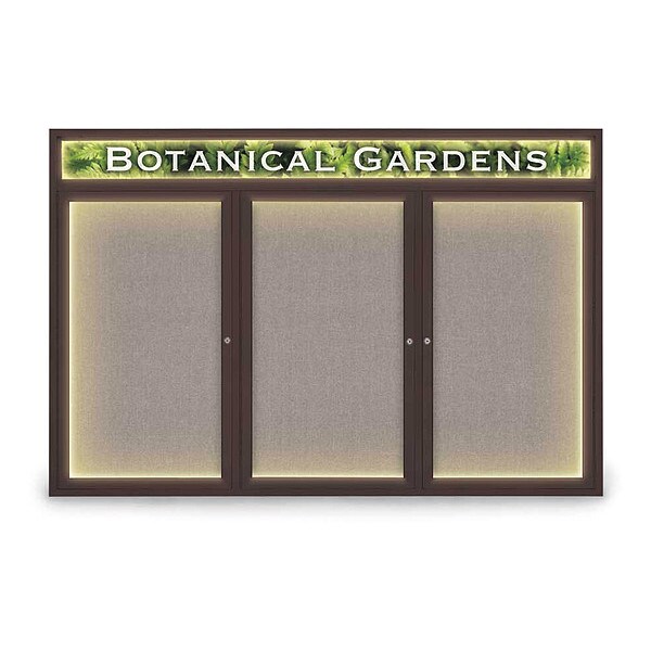 Corkboard, Fbrc, Hdr, Brnz/Prl, 3 Dr, 72x48"