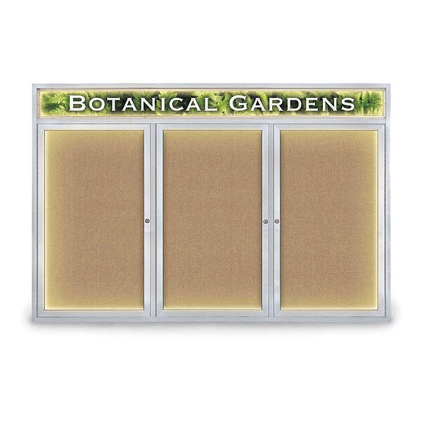 Corkboard, Fbrc, Headr, Stn/Bff, 3 Dr, 72x48"