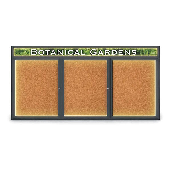 Corkboard, Blk, Cork, Header, 3 Door, 96x48"