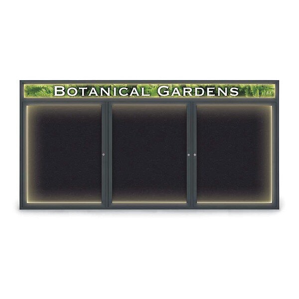 Corkboard, Blk, Rubber, Header, 3 Dr, 96x48"