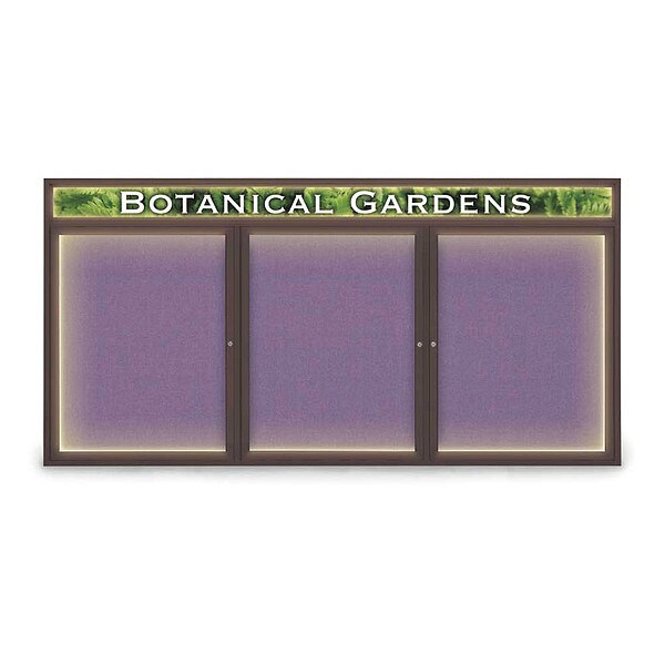 Corkboard, Fbrc, Hdr, Brnz/Amth, 3 Dr, 96x48"