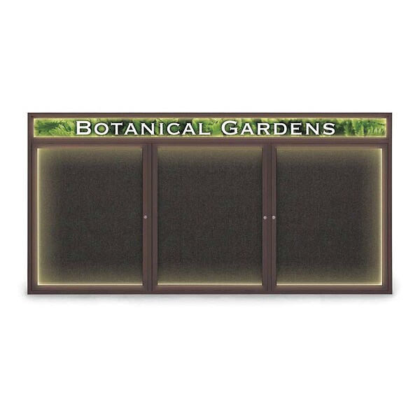Corkboard, Fbrc, Hdr, Brnz/Blk, 3 Dr, 96x48"