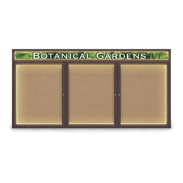 Corkboard, Fbrc, Hdr, Brnz/Buff, 3 Dr, 96x48"